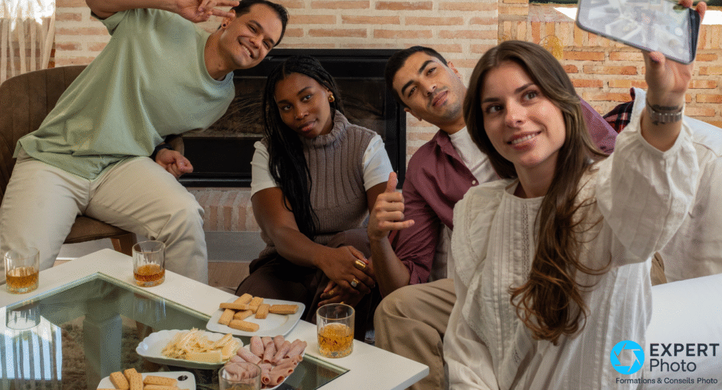 Selfie de groupe en intérieur