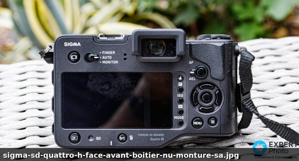Sigma sd Quattro H — vue de face, boîtier nu, monture SA avec bouchon