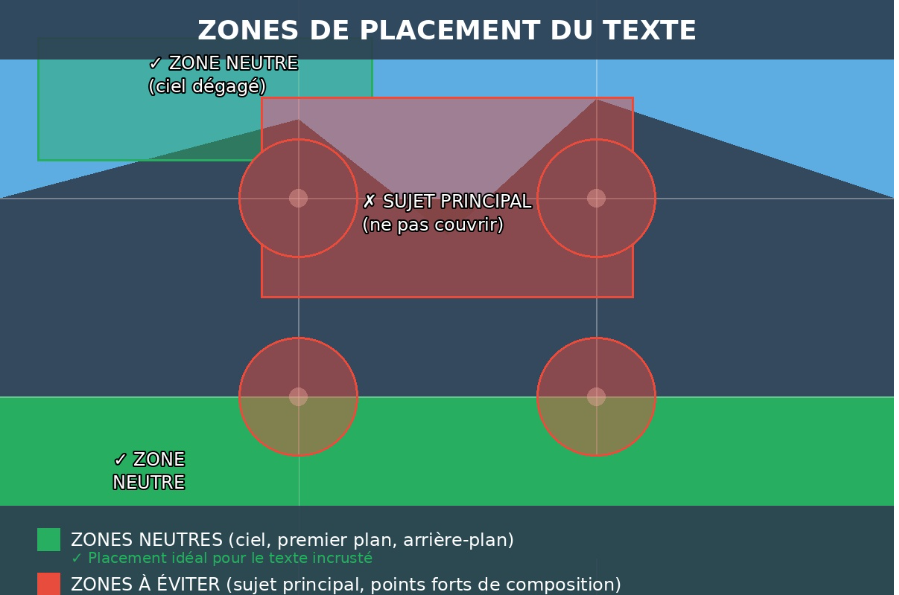 Zones de placement du texte sur l'image
